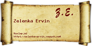 Zelenka Ervin névjegykártya